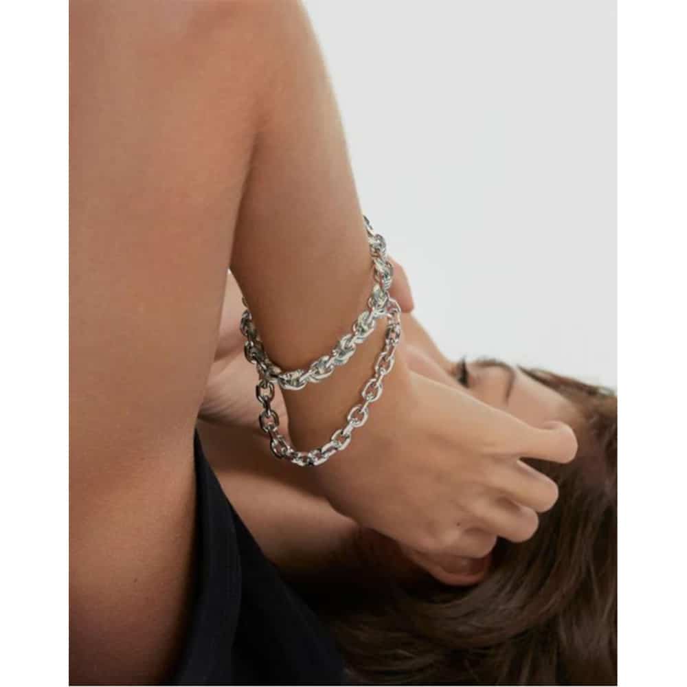 pu02-682-u silver chain and sky rope bracelet