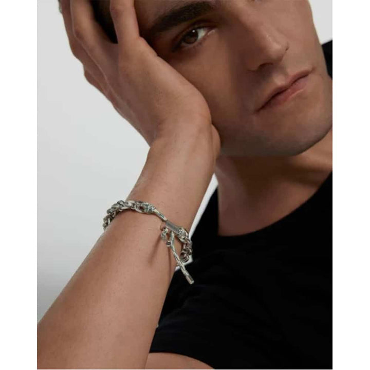 pu02-682-u silver chain and sky rope bracelet