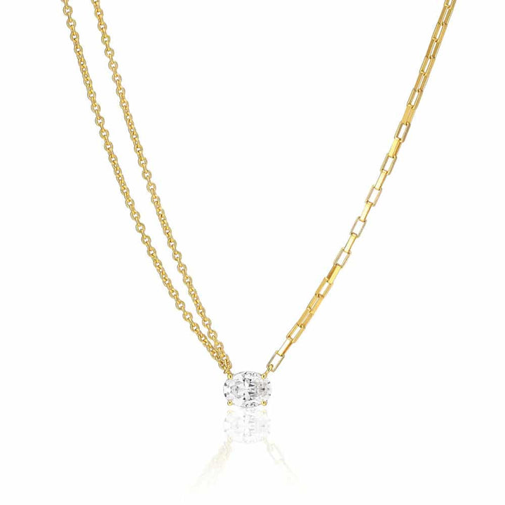 sj-n2331-cz-yg collana ellisse uno argento dorato