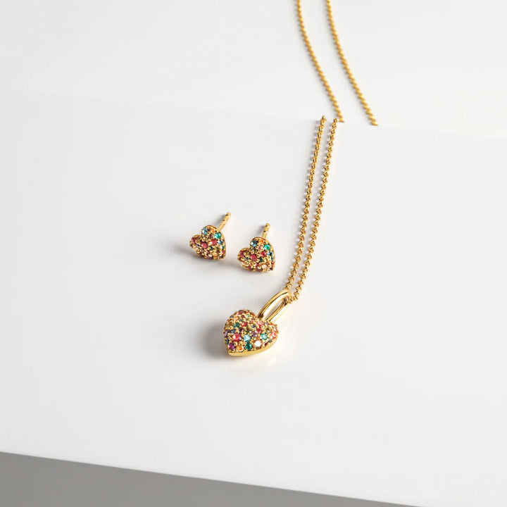 sj-p72356-xcz-yg necklace with heart and colored zirconia