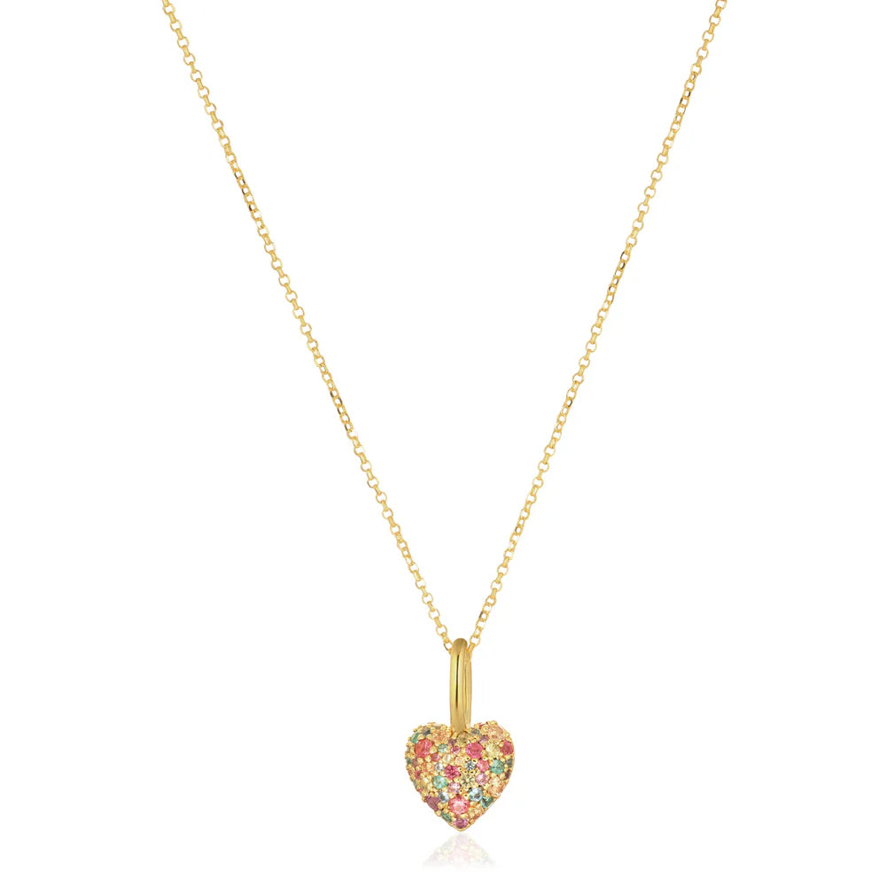 sj-p72356-xcz-yg necklace with heart and colored zirconia