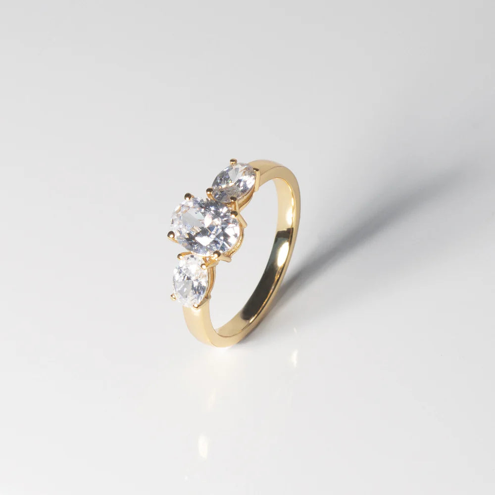sj-r2340-cz-yg-50 Three-ellipse ring size 50