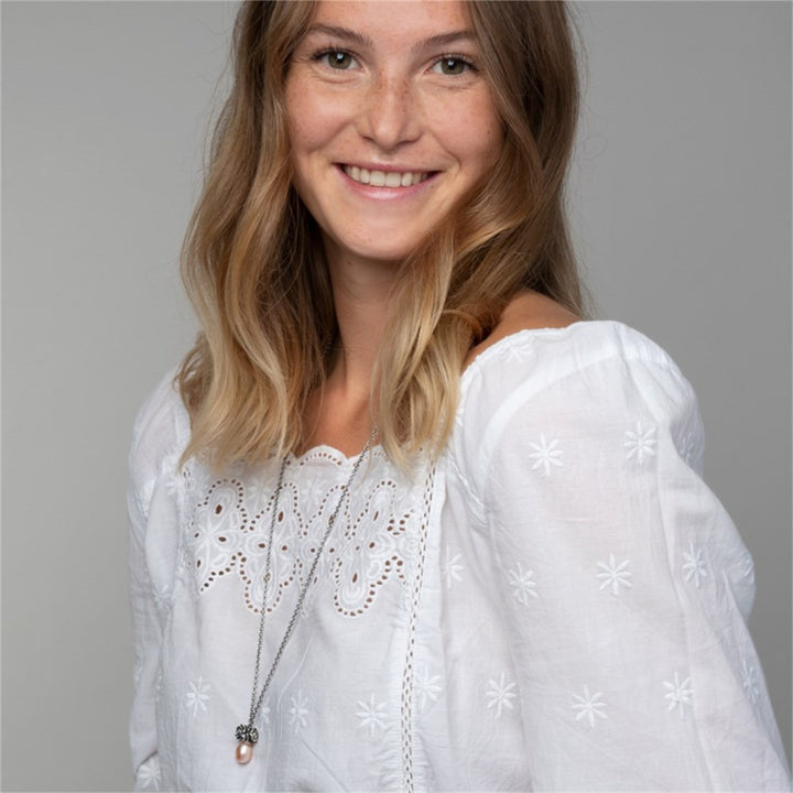 COLLANA FANTASIA CON PERLA ROSA CM.90