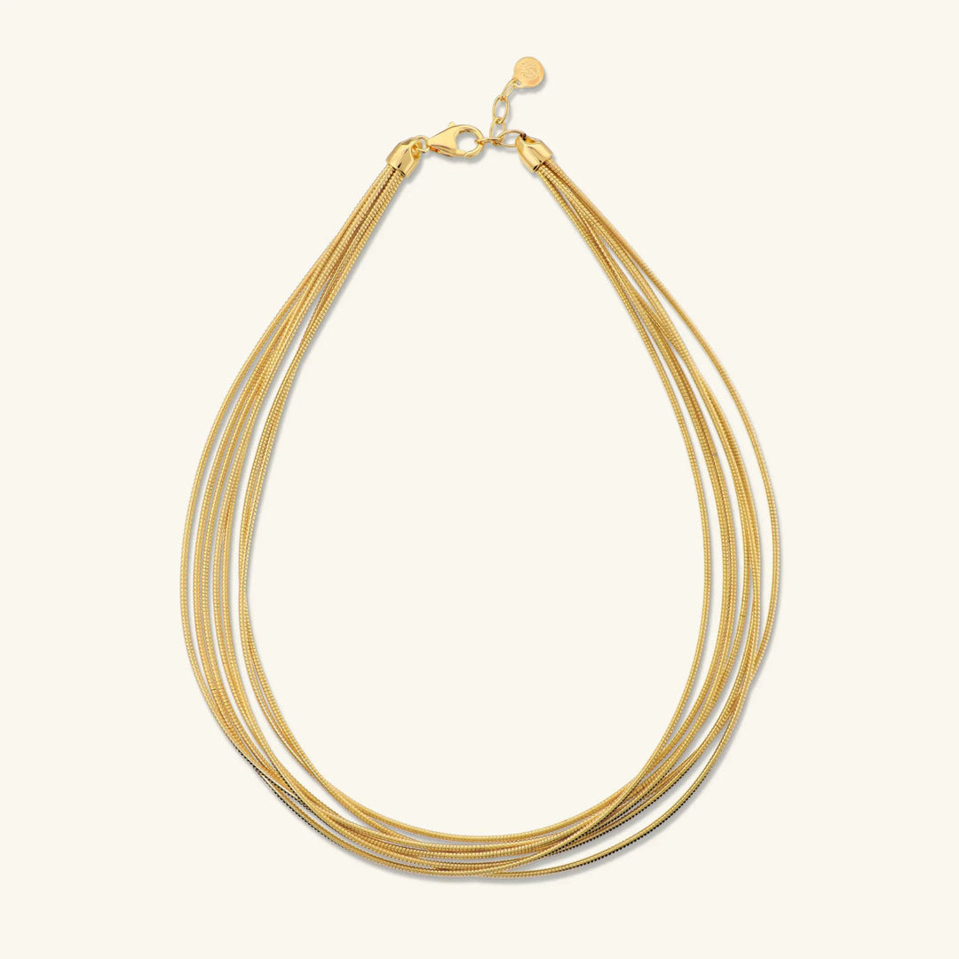 Collana Multifilo Maglia Tubogas Placcata Oro 18Kt
