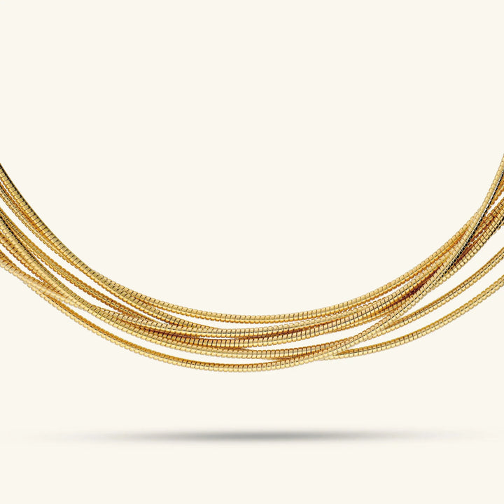 Collana Multifilo Maglia Tubogas Placcata Oro 18Kt