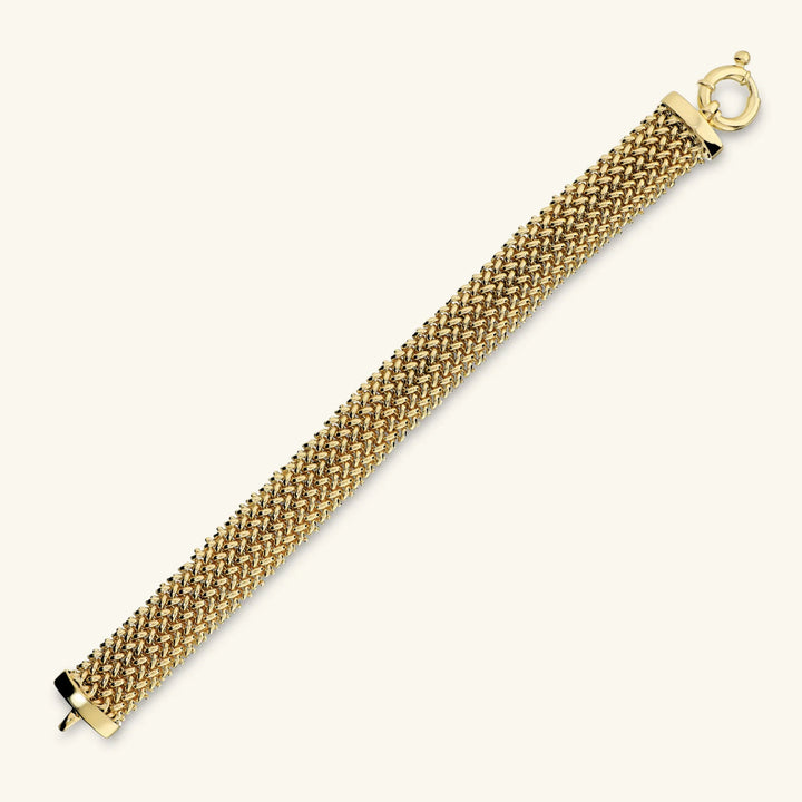 Bracciale Maglia Grana di Riso Bombata Placcato Oro 18Kt